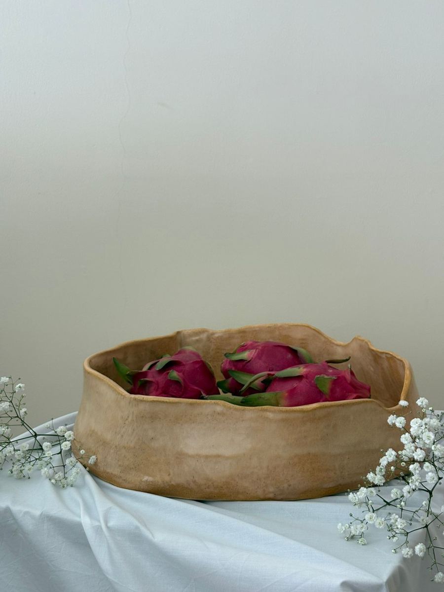 Sand bowl with dragon fruit
